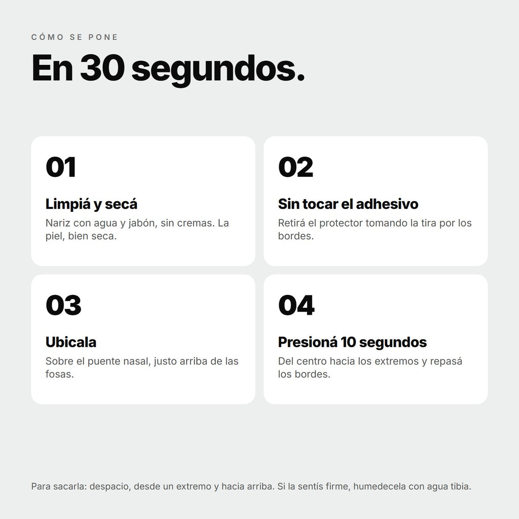 Cómo se pone una tira nasal BOU en 4 pasos